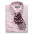Hickey Freeman Fancy Twill Pink Solid Dress Shirt