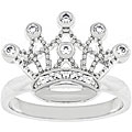 White Gold-bonded CZ Crown Ring