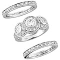 Sterling Silver Cubic Zirconia Wedding-style Rings (Set of 3)