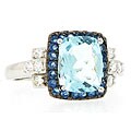 Sterling Silver Emerald-cut Fancy Blue CZ Ring
