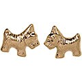 14k White Gold Terrier Child's Stud Earrings