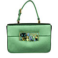 Prada Green Satin Top Handle Clutch