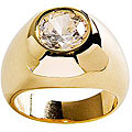 14k Yellow Gold Overlay 'Gypsy' CZ Solitaire Ring