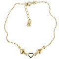 14k Gold over Silver 9-inch Heart Anklet