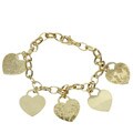 14k Gold over Silver 'Love' Hearts Charm Bracelet