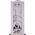 Panda Bear and Orchid 48-inch Wall Art Scroll Painting