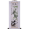 Panda and Bamboo 48-inch Wall Art Scroll Painting