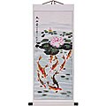 'Koi & Lotus Flower' Wall Art Scroll Painting
