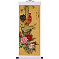 'Rooster and Peonies' Chinese Art Wall Scroll Painting