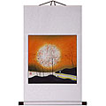 'Cranes At Sunset' Chinese Art Wall Scroll Painting