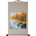 'Cranes and Golden Pond' Chinese Art Wall Scroll Painting