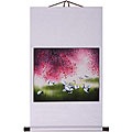 'Cranes and Cherry Blossoms' Wall Scroll Painting