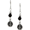Charming Life Sterling Silver Black Onyx Peace Charm Earrings