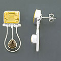 Sterling Silver Citrine and Smoky Topaz Earrings (India)