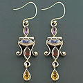 Sterling Silver Multi-gemstone Dangle Earrings (India)