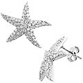 Sterling Silver CZ Pave Starfish Earrings