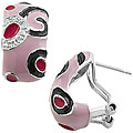 Sterling Silver Enamel CZ Earrings