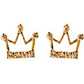 14k Yellow Gold Child's Crown Earrings