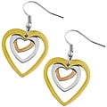 14k Gold over Stainless Steel Hearts Drop Earrings