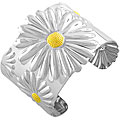 14k Gold over Stainless Steel Daisies Cuff