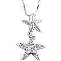 Sterling Silver and CZ Double Starfish Necklace