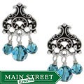 Charming Life Silverplated Teal Blue Crystal Chandelier Earrings