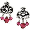 Silverplated Fuchsia Crystal Chandelier Earrings