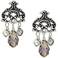 Silverplated Grey Crystal Chandelier Earrings