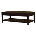 Win Rectangular Brown Bi-cast Leather Ottoman with Shelf
