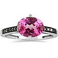 10k Gold Pink Topaz and 1/8ct TDW Black Diamond Ring