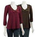 Ninety Women's Jewel Embellished V-neck Shirt