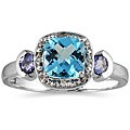 10k White Gold Blue Topaz and Tanzanite Ring