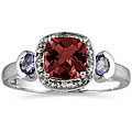 10k White Gold Garnet and Tanzanite Ring