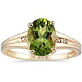 10k Yellow Gold Peridot and Diamond Ring