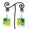 Fused Glass Yellow and Green Earrings (Chile)