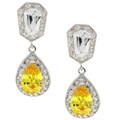 Sterling Silver Fancy Yellow CZ Drop Earrings