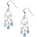 Sterling Silver Aqua Blue CZ Chandelier Earrings