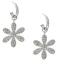 Sterling Silver Cubic Zirconia Daisy Drop Earrings