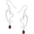 Sterling Silver Garnet Joyful Heart Drop Earrings