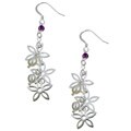 Sterling Silver Amethyst and Pearl Floral Drop Earrings (5-6 mm)