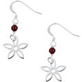 Sterling Silver Garnet Floral Drop Earrings
