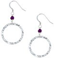 Sterling Silver Amethyst Chakra Circle Drop Earrings