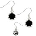 Sterling Silver Black Onyx Inlay Daisy Drop Earrings
