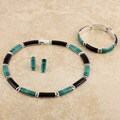 Sterling Silver 'Go Green' Malachite and Onyx Set (Mexico)