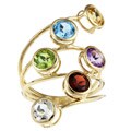 14k Yellow Gold Round Multi-gemstone Ring (Size 7)