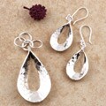 Sterling Silver Dew Drop Earrings and Pendant Set (Mexico)