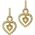18k Goldplated Silver Citrine and CZ Heart Earrings