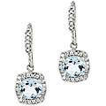 Sterling Silver Blue Topaz and CZ Dangle Earrings