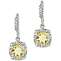 Sterling Silver Citrine and CZ Dangle Earrings