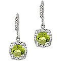 Sterling Silver Peridot and CZ Dangle Earrings